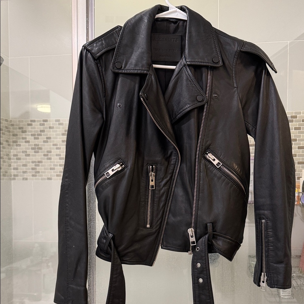 All Saints Black Leather Moto Jacket